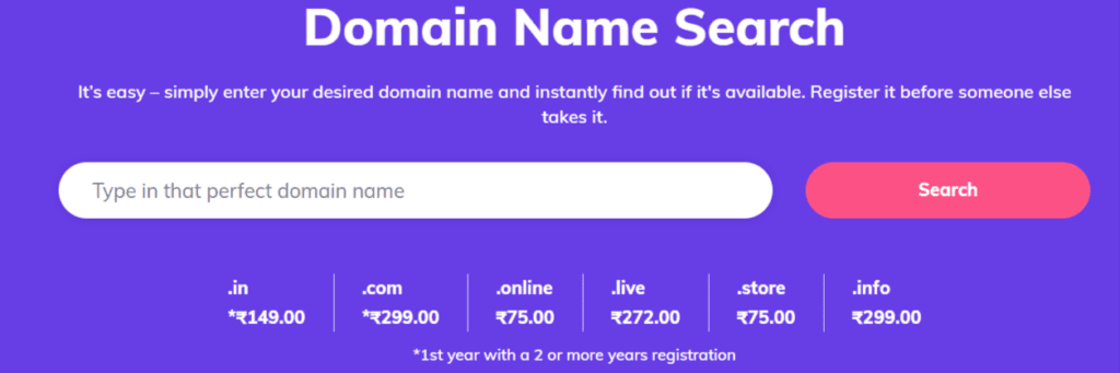  Image of website Domain name search