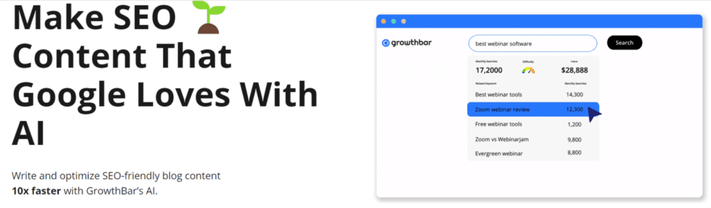 Growthbar keyword tool