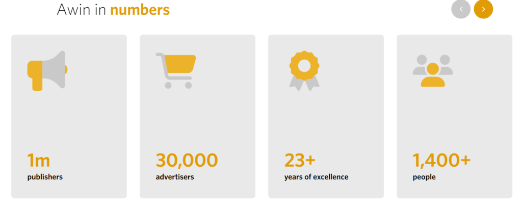 An image showing Awin affiliate metrics