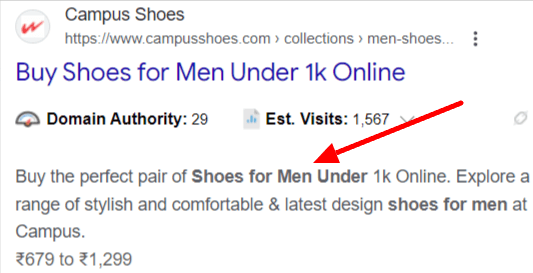 meta description of Men's shoes