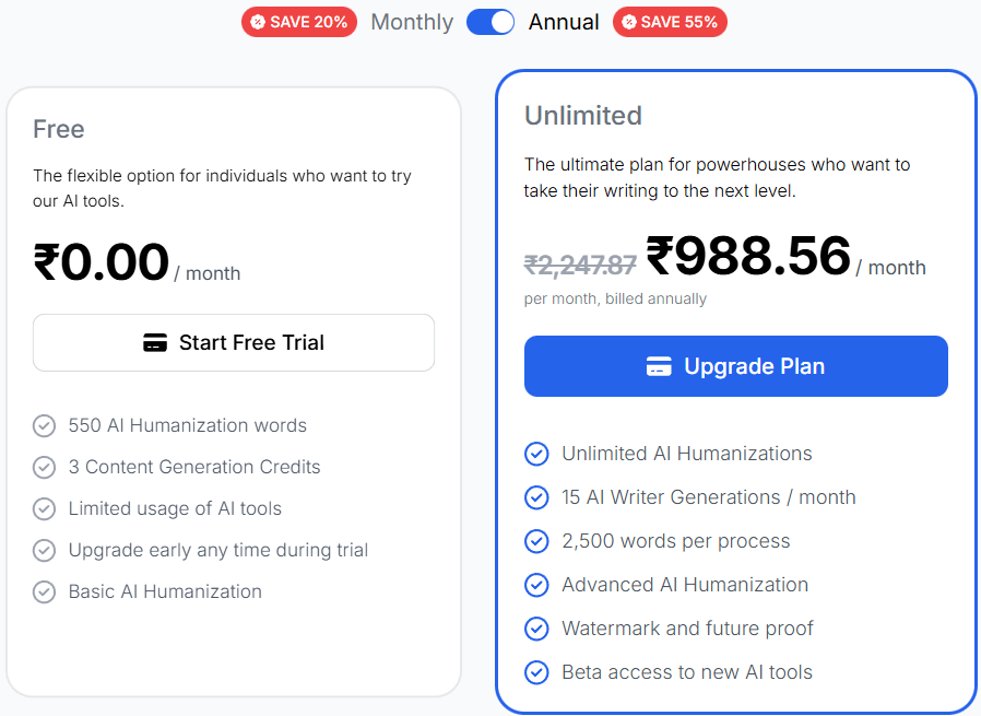 Phrasly AI content detector tool.