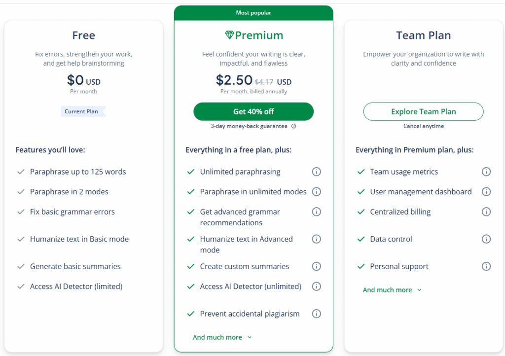 Quillbot AI content detector tool.