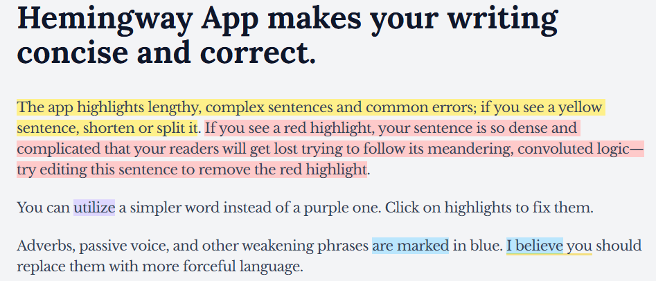 An image of Hemingway Editor in a blog "best chrome extensions for bloggers".