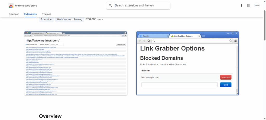 This is an image of Linkk Grabber Chrome extension in the blog "best Chrome extensions for bloggers:.