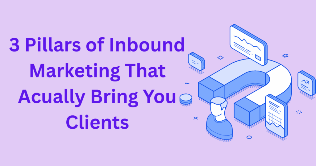 An image showing 3 Pllars of inbound marketing.